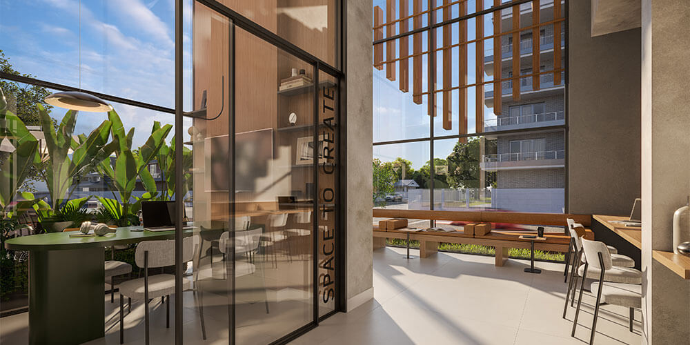 Flow Home — coworking para home office e trabalho colaborativo Coworking do Flow Home — espaço de trabalho para o jovem profissional urbano
