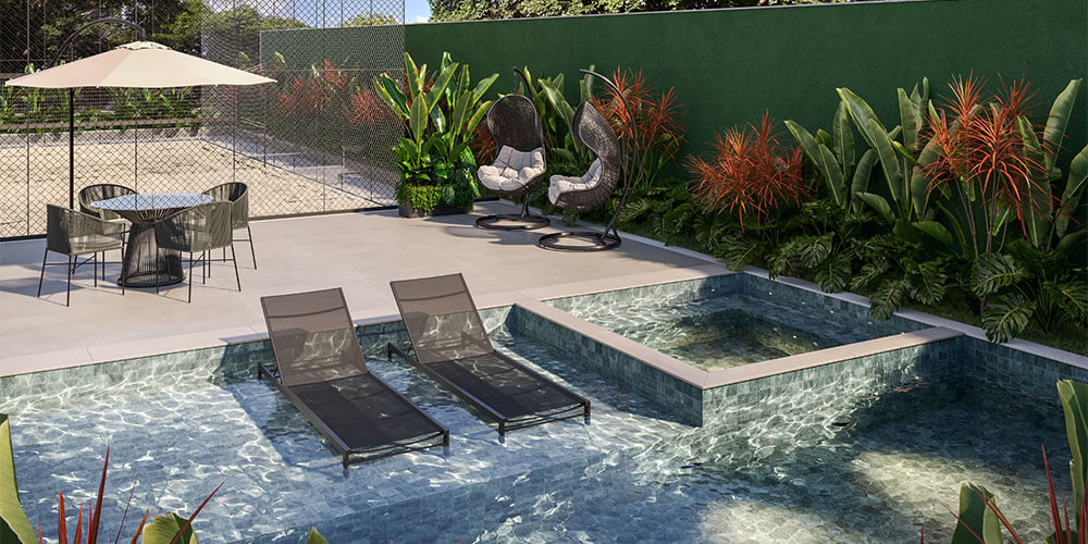 Flow Home — spa com piscina exclusiva no lazer Spa com piscina do Flow Home — área de lazer no Jardim Tabaetê, Maringá
